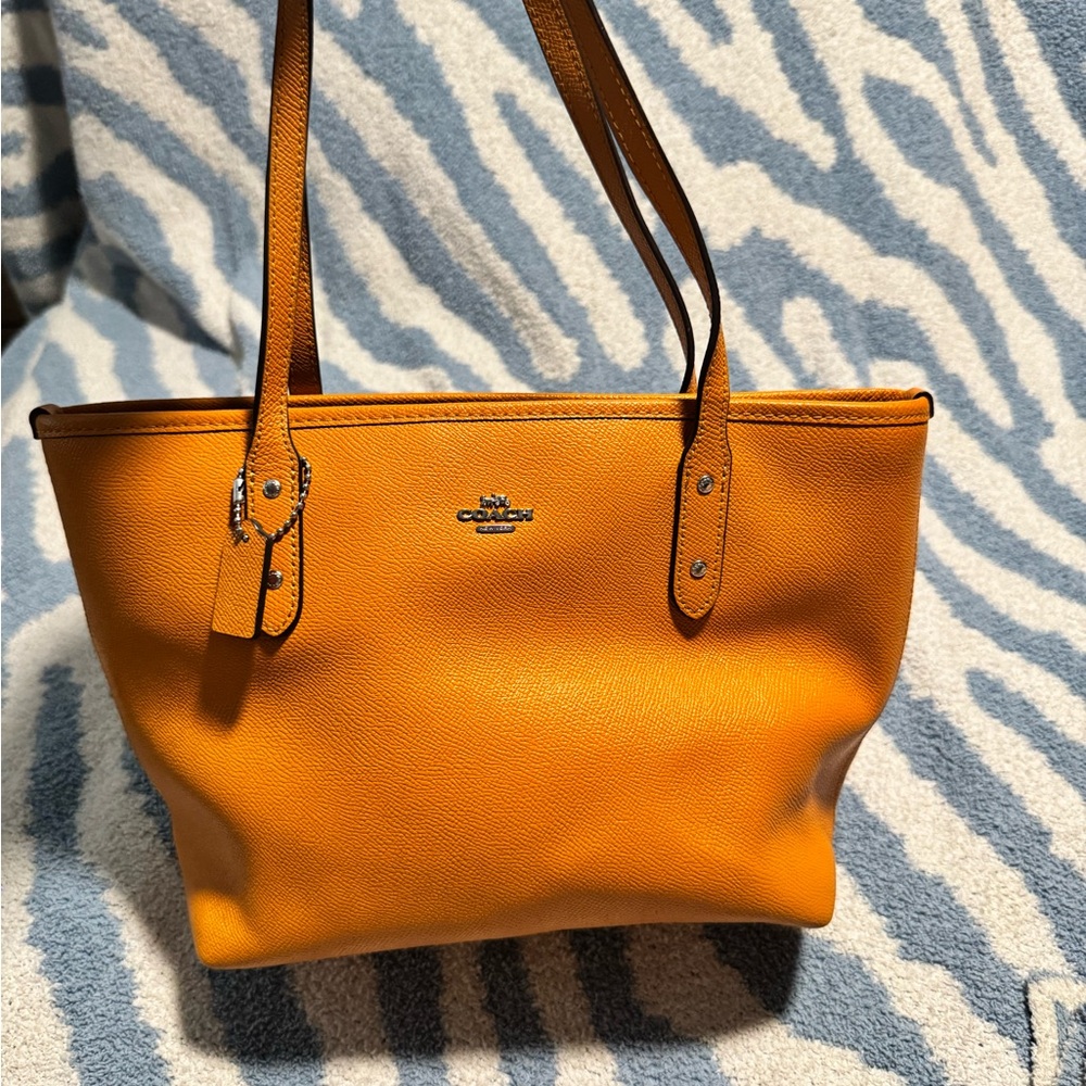 Coach Vibrant Orange Leather Tote